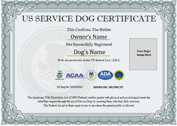 Custom Working Dog Certificate