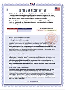 USA ADA Letter Of Registration