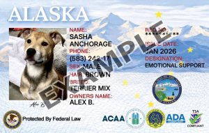 Alaska Service Dog Registration Card
