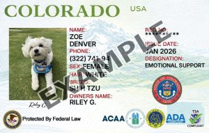 Colorado Service Dog Registration Card