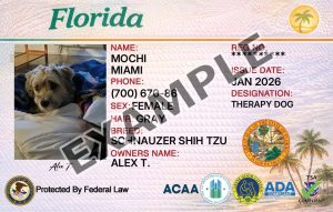 Florida Service Dog Registration Card
