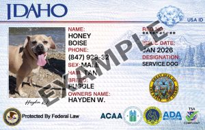 Idaho Service Dog Registration Card