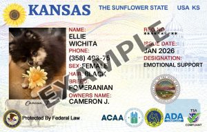 Kansas Service Dog Registration Card
