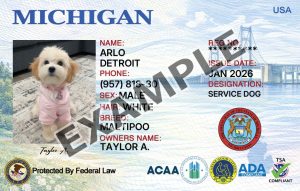 Michigan Service Dog Registration Card