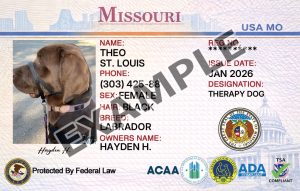 Missouri Service Dog Registration Card