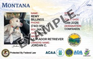 Montana Service Dog Registration Card