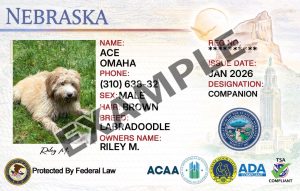 Nebraska Service Dog Registration Card