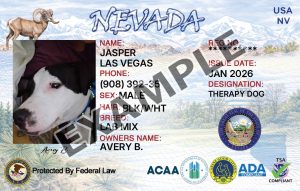 Nevada Service Dog Registration Card