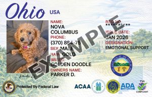 Ohio Service Dog Registration Card