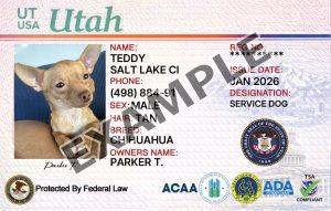 Utah Service Dog Registration Card