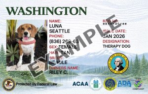 Washington State Service Dog Registration Card