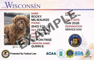 Wisconsin Service Dog Registration Card