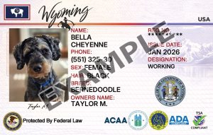 Wyoming Service Dog Registration Card